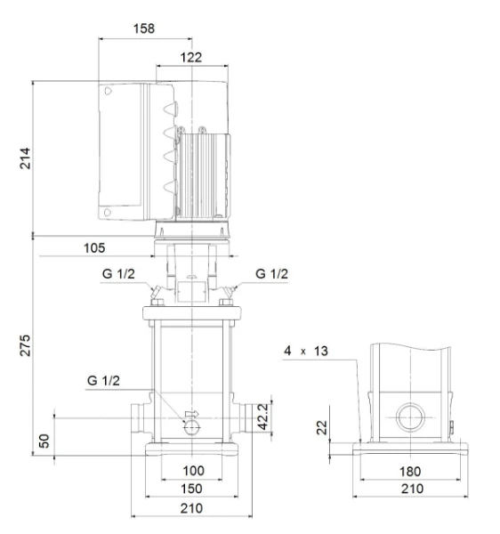 GRUNDFOS CRNE1-4 N-P-A-E-HQQE 1x200-240 60HZ