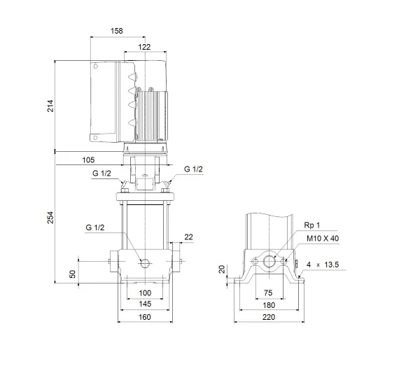 GRUNDFOS CRE3-2 A-A-A-E-HQQE 1x200-240 60HZ