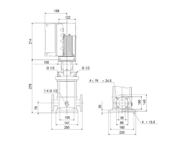 GRUNDFOS CRE3-2 A-FGJ-A-E-HQQE 1x200-240 60HZ