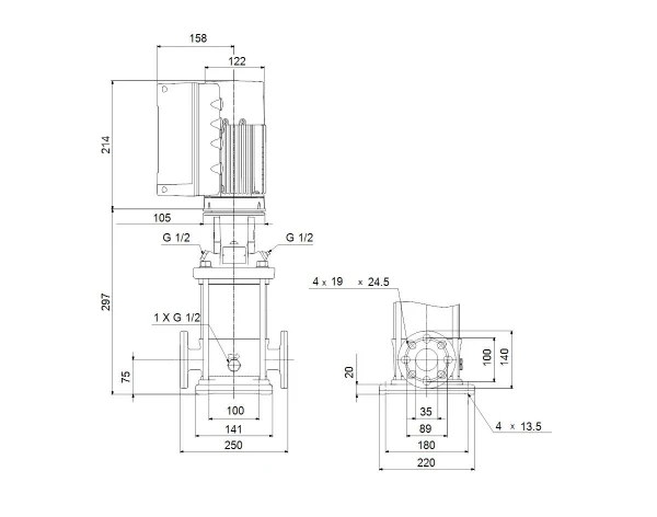 GRUNDFOS CRE3-4 A-FGJ-A-E-HQQE 1x200-240 60HZ