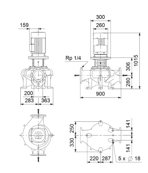 Grundfos In-line pompe TP 200-90/4 A-F-A-BQQE-MW3