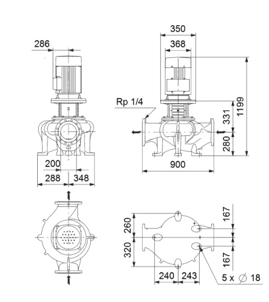 Grundfos In-line pompe TP 200-200/4 A-F-A-BQQE-QW3