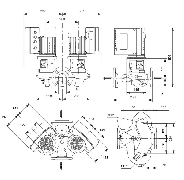 Grundfos In-line pompe TPE2 D 40-240 N-A-F-A-BQQE-HYC