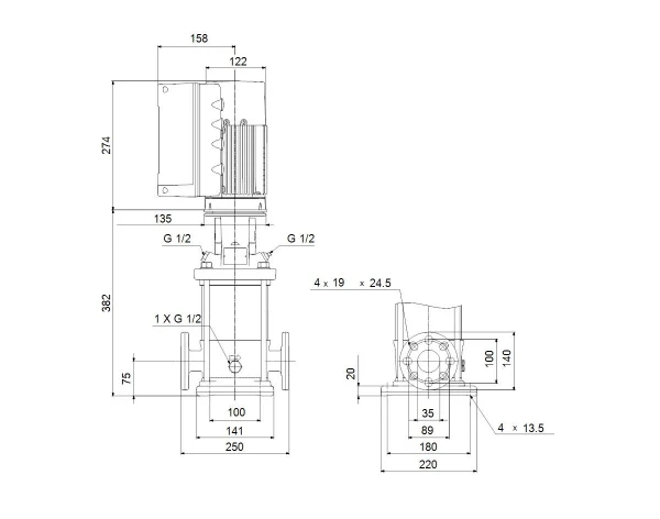 Grundfos pompe centrifuge verticale avec onduleur de fréquence CRE5-5 A-FGJ-A-E-HQQE 3x380-500 60HZ