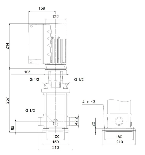 GRUNDFOS CRNE5-2 A-P-A-E-HQQE 1x200-240 60HZ