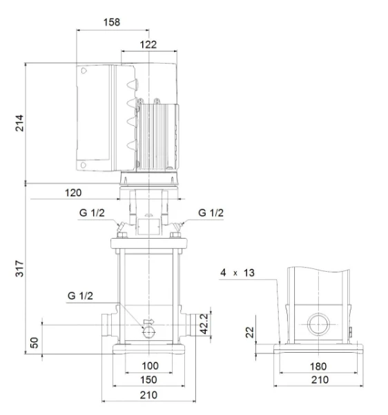 GRUNDFOS CRNE5-4 A-P-A-E-HQQE 1x200-240 60HZ