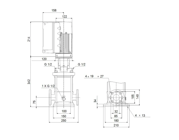 GRUNDFOS CRNE5-4 N-FGJ-A-E-HQQE 1x200-240 60HZ