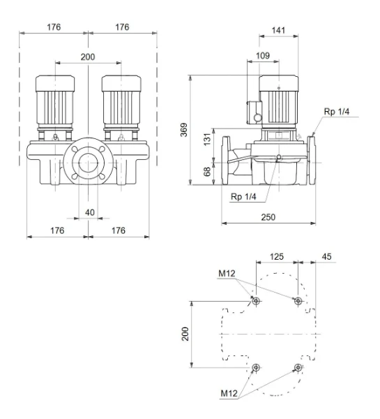 Grundfos In-line pompe TPD 40-60/2 A-F-A-BQQE-CW1