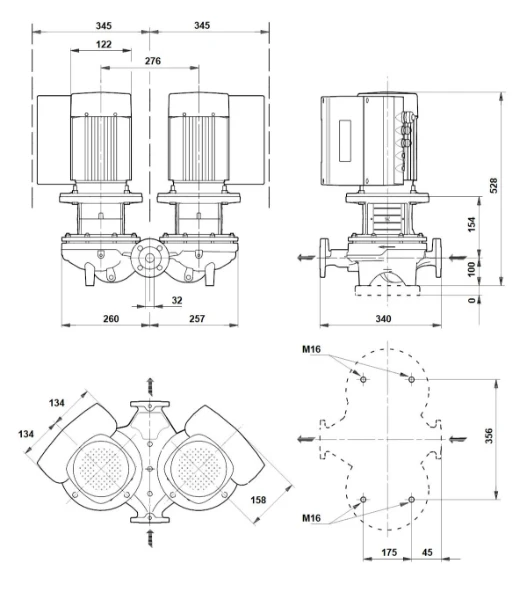 Grundfos In-line pompe TPED 32-320/2 A-F-A-BQQE-IWB