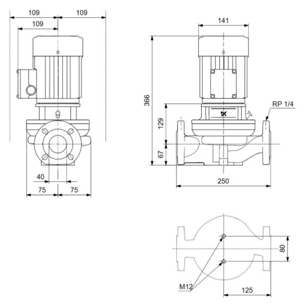 Grundfos In-line pompe TP 40-60/2 A-F-A-BQQE-CX1