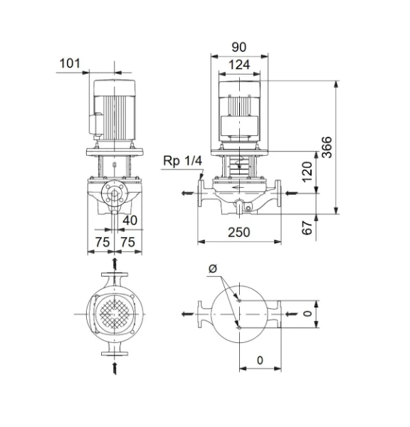Grundfos In-line pompe TP 40-50/2 A-F-A-BQQE-AW1