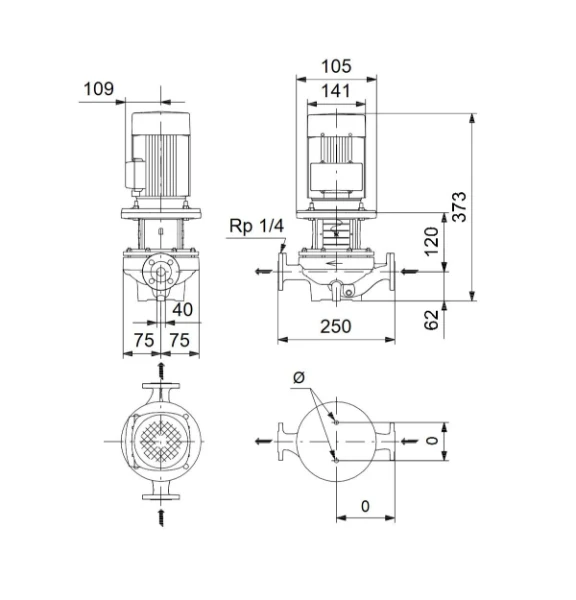 Grundfos In-line pompe TP 40-90/2 A-F-A-BQQE-DW1