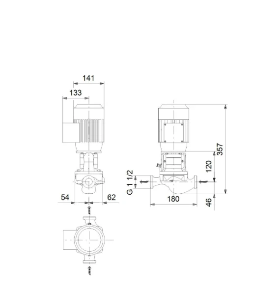 Grundfos In-line pompe TP 25-80/2 A-O-A-BQQE-BW1