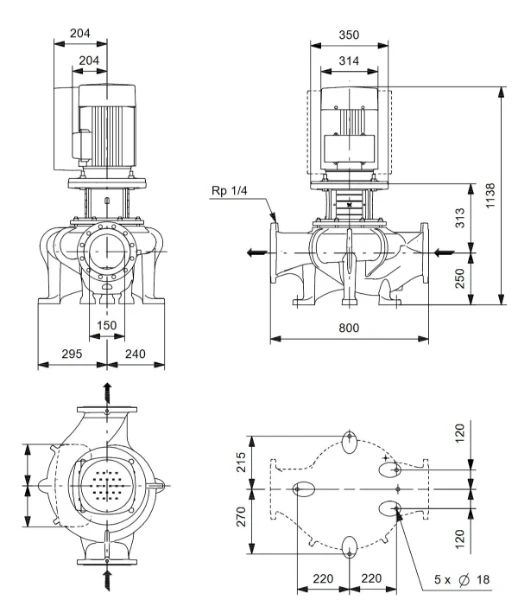 Grundfos In-line pompe TP 150-170/4 A-F-A-BQQE-OW3