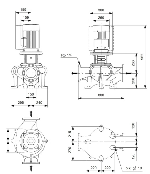 Grundfos In-line pompe TP 150-110/4 A-F-A-BQQE-MW3
