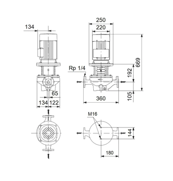 Grundfos In-line pompe TP 65-250/2 A-F-A-BQQE-KW1