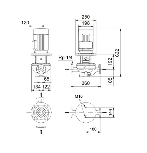 Grundfos In-line pompe TP 65-210/2 A-F-A-BQQE-JW1