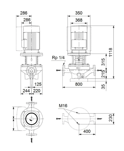 Grundfos In-line pompe TP 125-340/4 A-F-A-BQQE-QW3