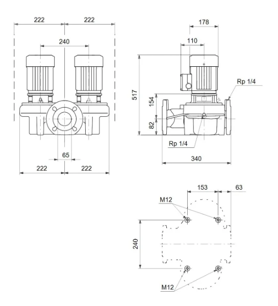 Grundfos In-line pompe TPD 65-180/2 A-F-A-BQQE-HW1