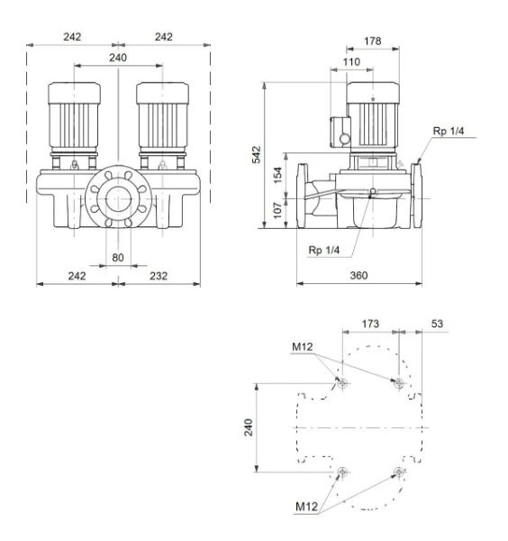 Grundfos In-line pompe TPD 80-60/4 A-F-A-BQQE-FW3