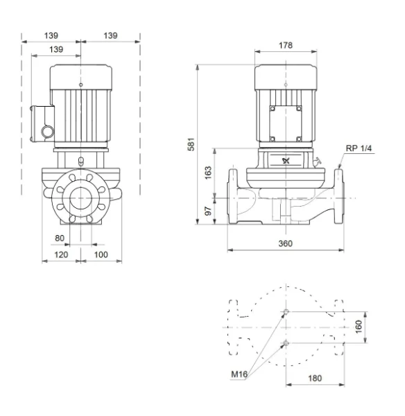 Grundfos In-line pompe TP 80-120/2 A-F-A-BQQE-HW1