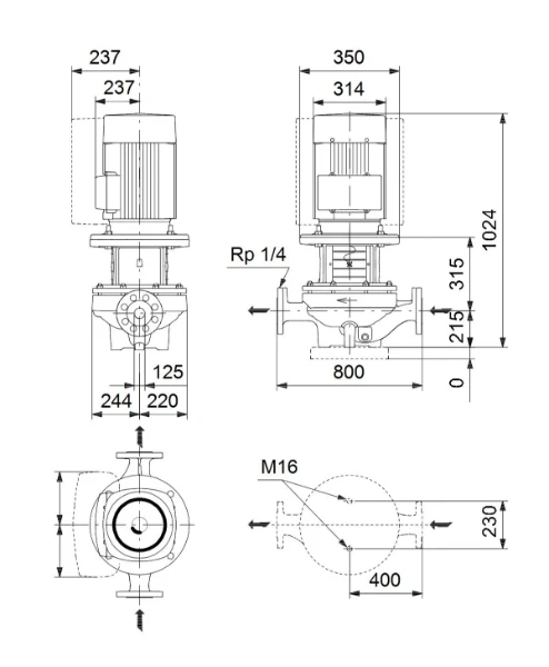 Grundfos In-line pompe TP 125-160/6 A-F-A-BQQE-MW5