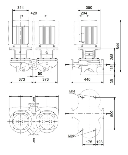 Grundfos In-line pompe TPD 50-630/2 A-F-A-BQQE-OW1