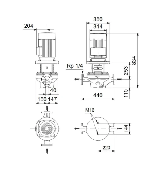 Grundfos In-line pompe TP 40-630/2 A-F-A-BQQE-NW1