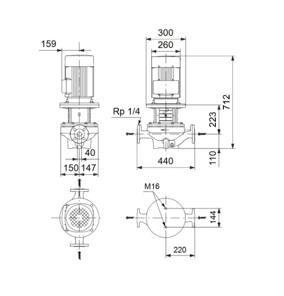 Grundfos In-line pompe TP 40-530/2 A-F-A-BQQE-MW1