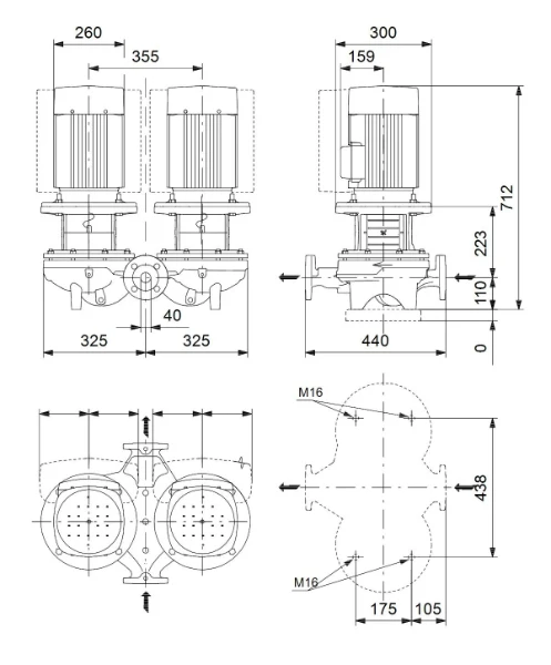 Grundfos In-line pompe TPD 40-530/2 A-F-A-BQQE-MW1