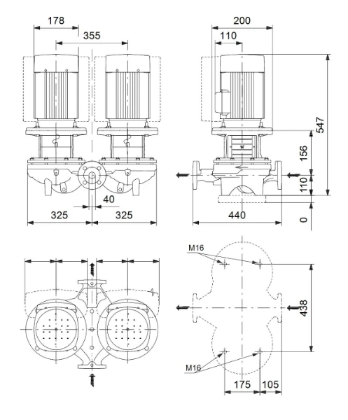 Grundfos In-line pompe TPD 40-110/4 A-F-A-BQQE-FW3