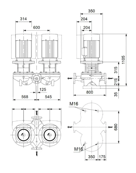 Grundfos In-line pompe TPD 125-230/4 A-F-A-BQQE-OW3