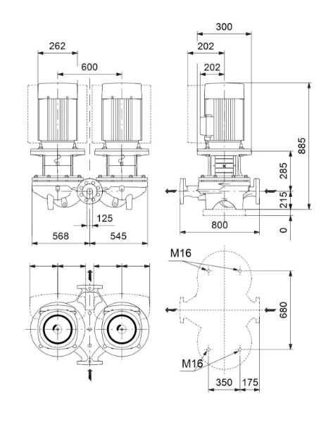 Grundfos In-line pompe TPD 125-80/6 A-F-A-BQQE-JW5