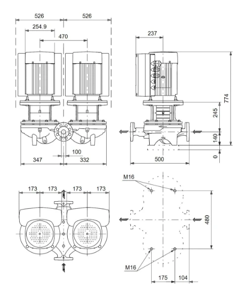 Grundfos In-line pompe TPED 100-240/2 A-F-A-BQQE-MWB