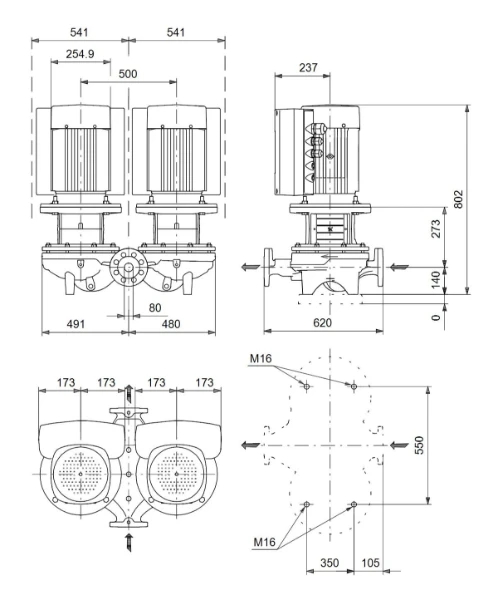Grundfos In-line pompe TPED 80-240/4 A-F-A-BQQE-LWA