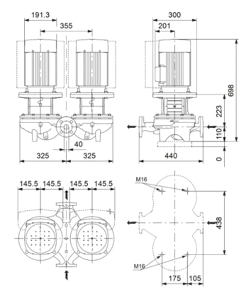 Grundfos In-line pompe TPED 40-430/2 S-A-F-A-BQQE-LWB