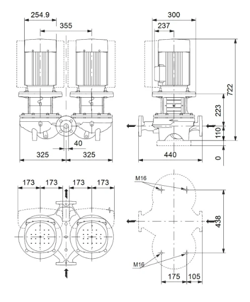 Grundfos In-line pompe TPED 40-530/2 S-A-F-A-BQQE-MWB