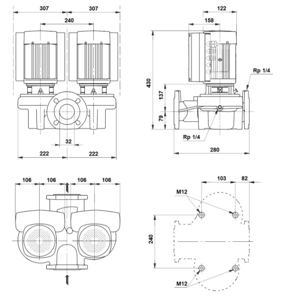 Grundfos In-line pompe TPED 32-230/2 S-A-F-A-BQQE-FWB