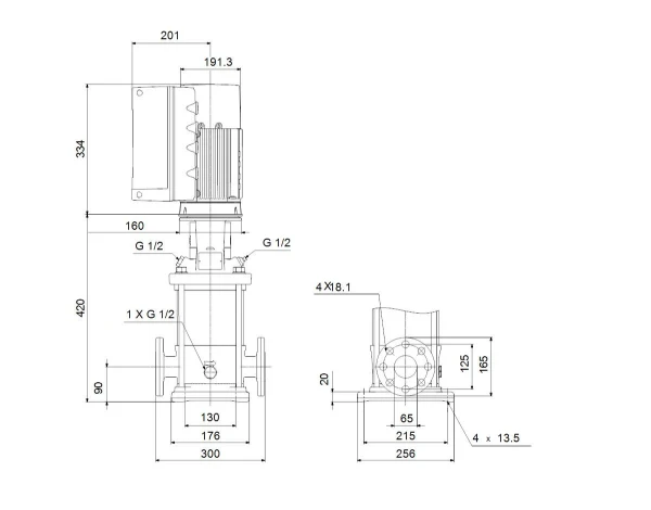 Grundfos pompe centrifuge verticale avec onduleur de fréquence CRE15-2 A-F-A-E-HQQE 3x380-500 60 HZ