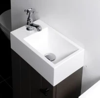 Vika Fontana lavabo 400 x 220 x 115 mm - blanc - ciment coulé - avec trou de robinet gauche - sans trop-plein