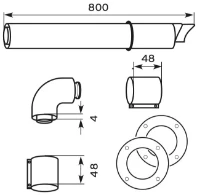 VAILLANT telescopische geveldoorvoer diam 60/100mm alu