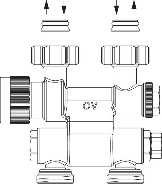Oventrop Multiblock TF radiator kraan, draaibaar 3/4"M