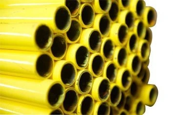Arcelor ISO Medium gelaste buis gelakt 2 1/2 (lengte 6m) - geel RAL 1018 - S195T Vlgs EN 10255 Type M - voor lastoepassingen - prijs per meter