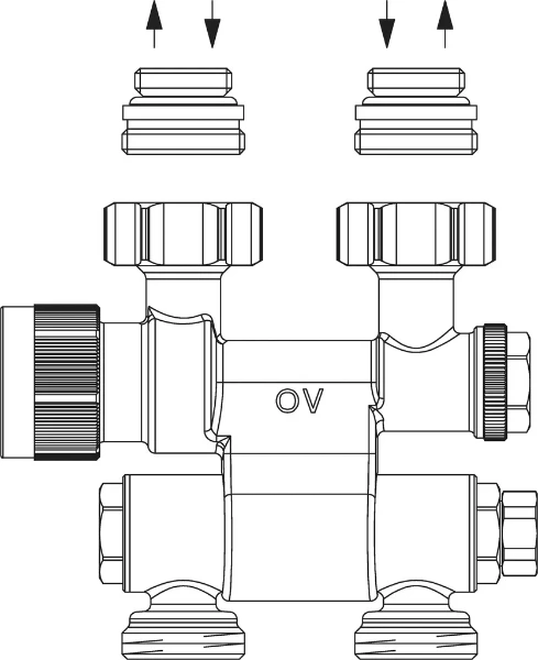 Oventrop Multiblock TF radiator kraan, draaibaar 1/2"F