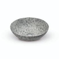 Looox Ceramix Terrazzo lavabo à poser rond 400 x 400 x 150 mm - gris - céramique - sans trou de robinet - sans trop-plein