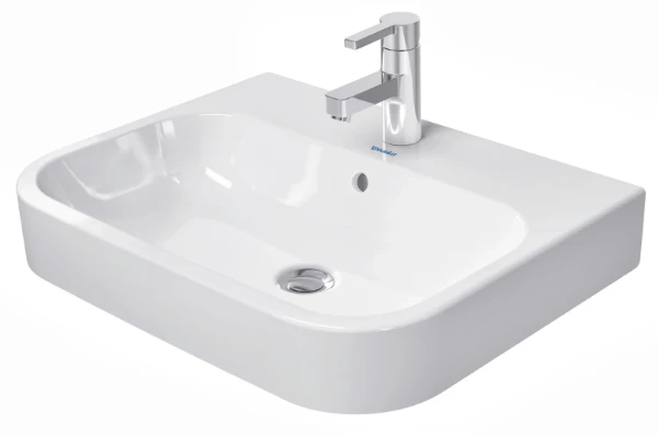 Duravit Happy D.2 opbouwwastafel 600 x 460 mm - wit - met kraangat - met overloop - geslepen