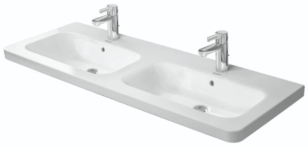 Duravit DuraStyle double lavabo 1300 x 480 mm - blanc - 2 trous de robinet - avec trop-plein