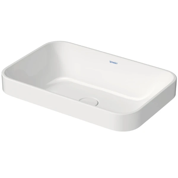 Duravit Happy D.2 Plus lavabo à poser 600 x 400 mm - blanc - sans trou de robinet - sans trop-plein - poli