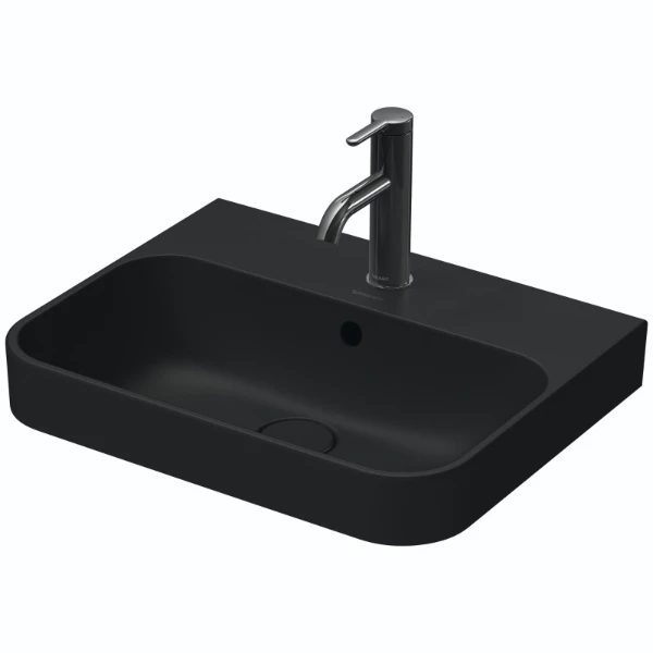 Duravit Happy D.2 Plus lavabo à poser 500 x 400 mm - anthracite mat - avec trou de robinet - avec trop-plein