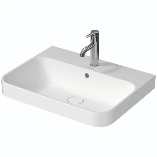 Duravit Happy D.2 Plus opbouwwastafel 600 x 460 mm - wit - met kraangat - met overloop - geslepen